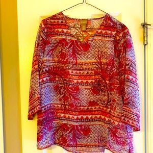 Chico’s asymmetrical top.  Lovely shades of pink.